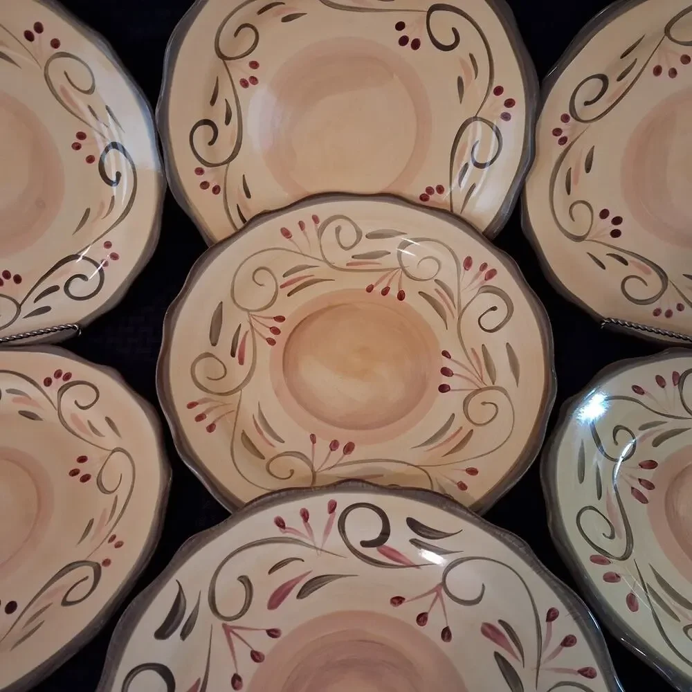 Home Trends Italian Villa Dinner Plates LOT of 7 Stoneware 11